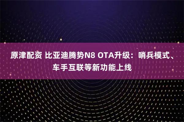 原津配资 比亚迪腾势N8 OTA升级：哨兵模式、车手互联等新功能上线